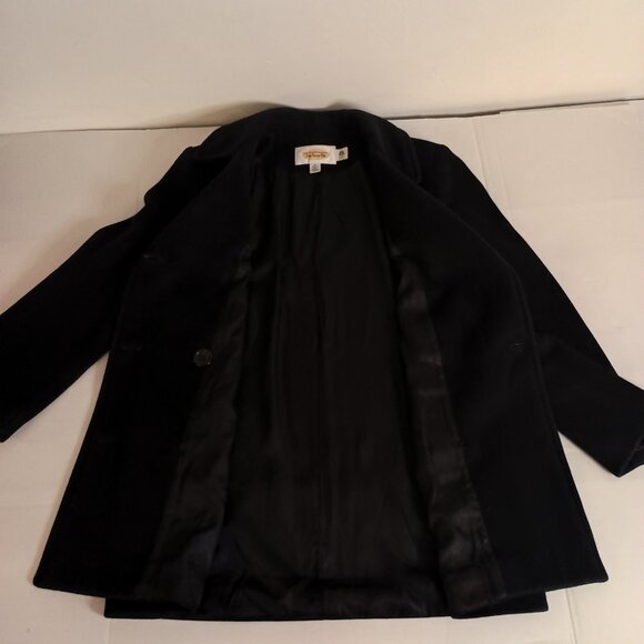 Talbots 100% Wool Black Double-Breasted Peacoat Women’s Size 10 Classic Coat - Picture 7 of 16